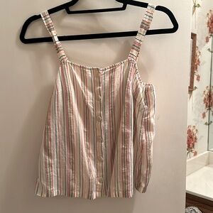 Striped multicolor button down tank top.